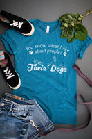 Womens Cotton Blend T Shirt - Funny Dog Tee  - Deep Teal