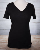 Womens V-neck Top - Cotton Blend Essential V-Neck Tee