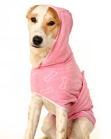 Microfiber Pet Bathrobe / Dog Hooded Towel - Pink