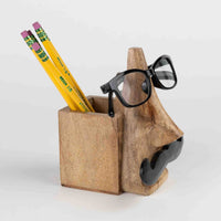 Eyeglasses Holder / Mustache Pencil Holder- Handcrafted