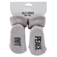 Baby Socks - Silly Socks-  Peace Out - 3-12Mo