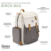 The Birch Bag - Diaper Backpack in Cream /Grey by Parker Baby Co