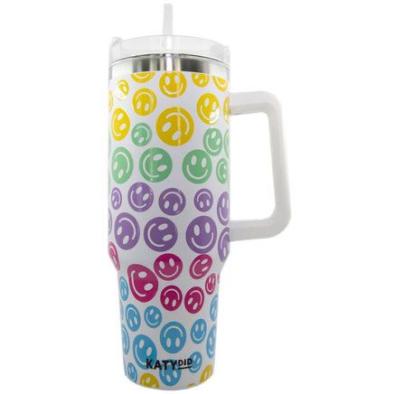 happy face multi colored stainless tumbler cup 40oz