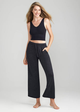 wide leg lounge pants black marl by yummie