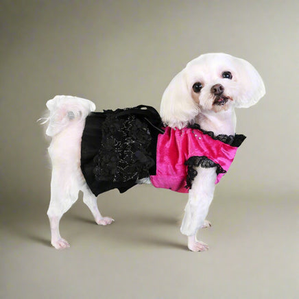 cute black and pink dog party tutu dress