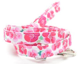 Pretty Floral Cotton Pet Dog Leash  - Made in the USA