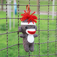 Sockiez Sock Monkey Keychain with Clip - Handmade - 5"