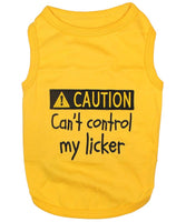 Cotton Dog Tee Shirt - Can't Control My Licker - Yellow