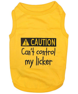 Cotton Dog Tee Shirt - Can't Control My Licker - Yellow