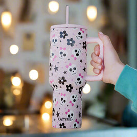 Skulls & Flower Bow Tumbler Cup - 38oz