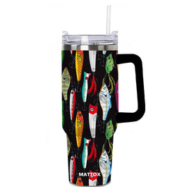 Tumbler Cup with Straw - Fishing Lures / Black - 40 oz