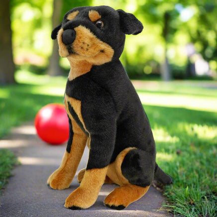 stuffed realistic Rottweiler dog plushie 