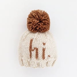 Hand Knit Beanie Hat - "Hi" Hand Knit Beanie Hat - Baby & Kids