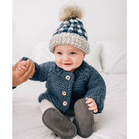 Baby & Toddler - Cardigan Sweater / Garter Stitch - Slate Blue