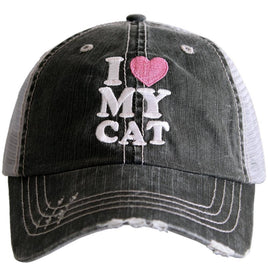 I Heart My Cat Embroidered Trucker Hat by Katydid