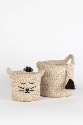 Handcrafted Basket - Cat Face Jute Basket - Small