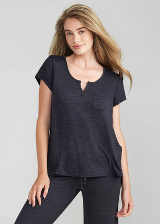 womens cap sleeve lounge top in slub knit 