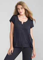 Womens Cap Sleeve Lounge Tee - Slub Knit