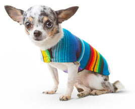 Handmade Dog Poncho From Authentic Mexican Serape - Blue or Pink