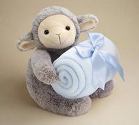 Baby Lamb and Blanket Set - Blue or Pink