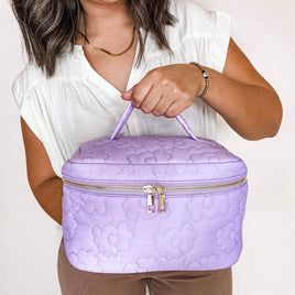 Large Lavender Color Makeup Cosmetic Bag with zippers