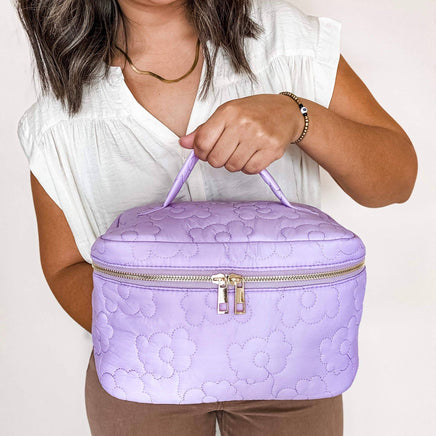 Large Lavender Color Makeup Cosmetic Bag with zippers