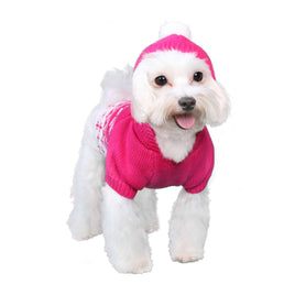 Reese Faire Isle Dog Sweater - Pink / White