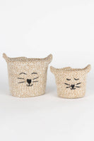 Handcrafted Basket - Cat Face Jute Basket - Small