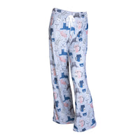 womens cute kitty cat pajama bottoms with a light blue background