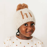 Hand Knit Beanie Hat - "Hi" Hand Knit Beanie Hat - Baby & Kids