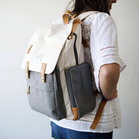 The Birch Bag - Diaper Backpack in Cream /Grey by Parker Baby Co