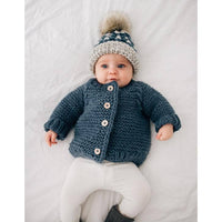 Baby & Toddler - Cardigan Sweater / Garter Stitch - Slate Blue