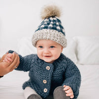 Pom Pom Beanie Hat - Atlantic Buffalo Check  - Baby & Kids