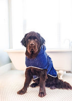 Microfiber Pet Bathrobe - Dog Hooded Bath towel: - Blue