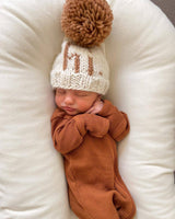 Hand Knit Beanie Hat - "Hi" Hand Knit Beanie Hat - Baby & Kids