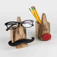 Eyeglasses Holder / Mustache Pencil Holder- Handcrafted