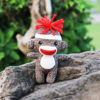 Sockiez Sock Monkey Keychain with Clip - Handmade - 5"