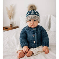 Baby & Toddler - Cardigan Sweater / Garter Stitch - Slate Blue