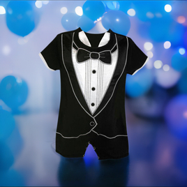 Baby Boy Party Tuxedo Romper - Baby Tuxedo