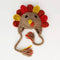 handknit turkey gobble hat with tassel ties 