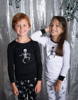 Kids 2 Pc Cotton Pajamas Skeleton Print by Leveret