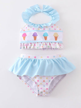 Little Girls Ice Cream  Ruffle Swimsuit - 2 Pc Set