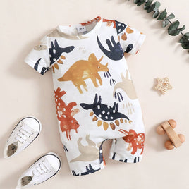 Baby Boy Dinosaur Print Short-Sleeve Romper