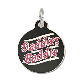 Pet ID Tag with engraved QR Code - Daddies Baddie - Black