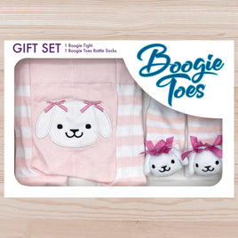 Boogie Toes Rattle Socks and Leggings Pink and White Puppy