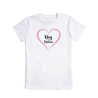 womens cute Dog Mama with a heart white cotton tee