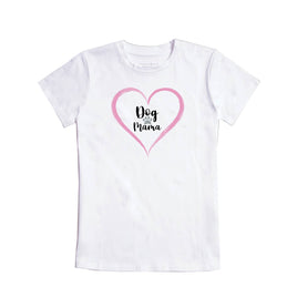 womens cute Dog Mama with a heart white cotton tee