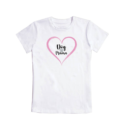 womens cute Dog Mama with a heart white cotton tee