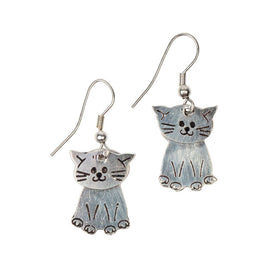 Handcrafted Kitty Cat Earrings - 1.5"