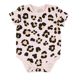 Baby Girl Snap Shirt Onesie - Cheetah Print / Baby Pink